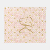 Monogram Script Blush Pink Gold Mermaid Scales Fleecedecke (Vorderseite (Horizontal))