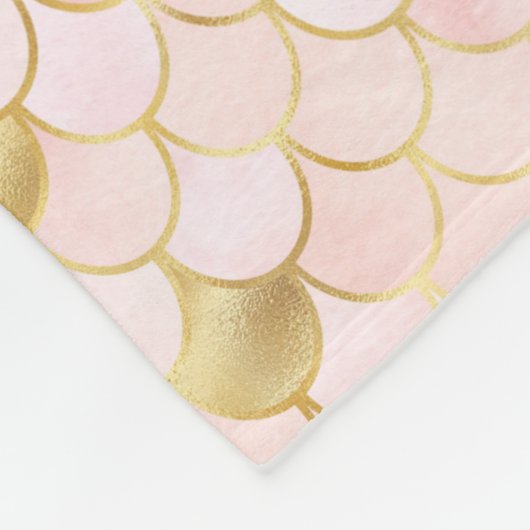 Monogram Script Blush Pink Gold Mermaid Scales Fleecedecke (Ecke)