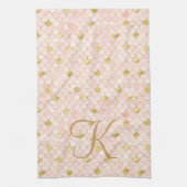 Monogram Script Blush Pink Gold Mermaid Scales Geschirrtuch (Vertikal)