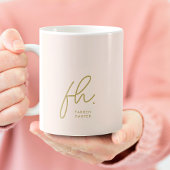 Monogram Script Blush Pink Gold Stilvoll Niedlich Kaffeetasse