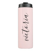 Monogram Script Blush Pink Therbler Thermosbecher (Vorderseite)