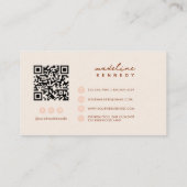 Monogram Script Boho Beige QR-Code Visitenkarte (Rückseite)