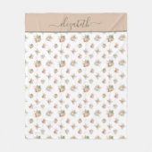 Monogram Script Boho Pampas Grass Pink Beige Green Fleecedecke (Vorderseite)