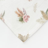 Monogram Script Boho Pampas Grass Pink Beige Green Fleecedecke (Ecke)
