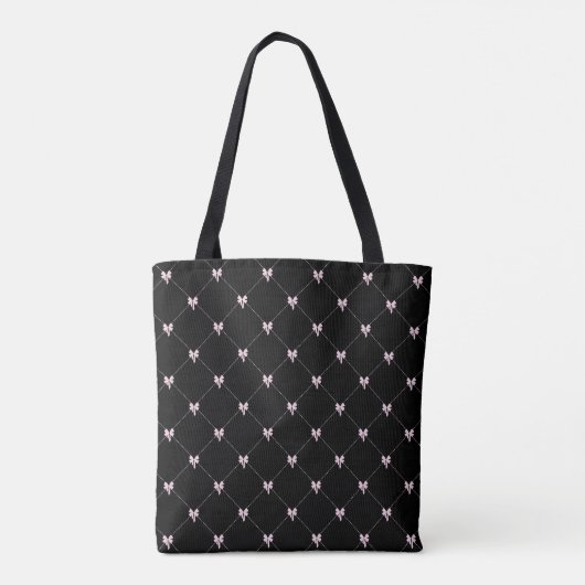 Monogram Script Bow Tote Bag – Black & Pink Tasche (Rückseite)