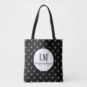 Monogram Script Bow Tote Bag – Black & White Tasche (Vorderseite)