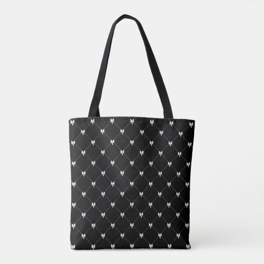 Monogram Script Bow Tote Bag – Black & White Tasche (Rückseite)