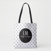 Monogram Script Bow Tote Bag – White & Black Tasche (Vorderseite)