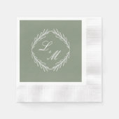 Monogram Script Branch Sage Green Wedding Napkins Serviette (Vorderseite)