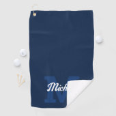 Monogram Script Calligrafie Navy Blue Golf Handtuc Golfhandtuch (Insitu)
