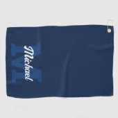 Monogram Script Calligrafie Navy Blue Golf Handtuc Golfhandtuch (Horizontal)