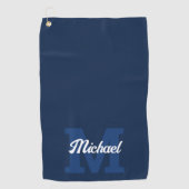 Monogram Script Calligrafie Navy Blue Golf Handtuc Golfhandtuch (Vorderseite)