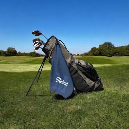 Monogram Script Calligrafie Navy Blue Golf Handtuc Golfhandtuch
