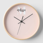 Monogram Script Calligraphy Blush Pink Uhr (Vorderseite)