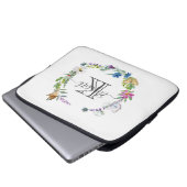 Monogram Script Calligraphy Butterfys-Blume Laptopschutzhülle (Vorne Knopf)
