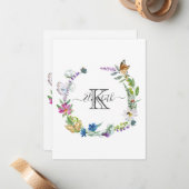 Monogram Script Calligraphy Butterfys-Blume Mitteilungskarte (Vorderseite/Rückseite Beispiel)