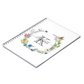 Monogram Script Calligraphy Butterfys-Blume Notizblock (Linke Seite)