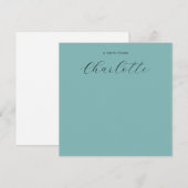 Monogram Script Calligraphy Dusty Blue Mitteilungskarte (Vorne/Hinten)