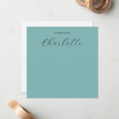 Monogram Script Calligraphy Dusty Blue Mitteilungskarte (Vorderseite/Rückseite Beispiel)