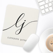 Monogram Script Calligraphy Elegant Feminine Ivory Mousepad