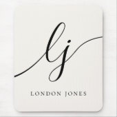 Monogram Script Calligraphy Elegant Feminine Ivory Mousepad (Vorne)