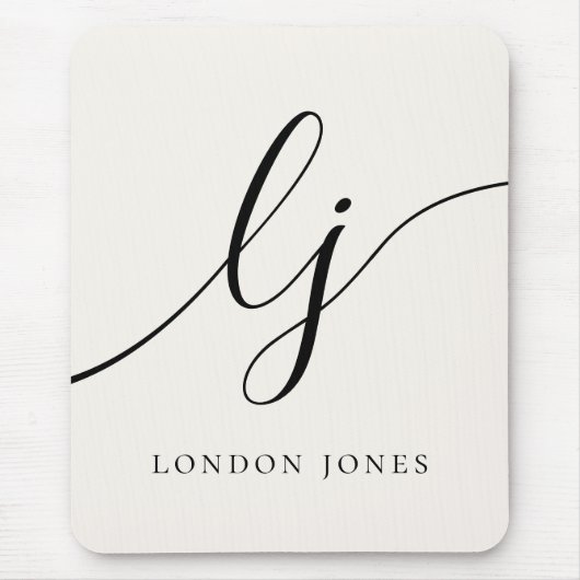 Monogram Script Calligraphy Elegant Feminine Ivory Mousepad (Vorne)
