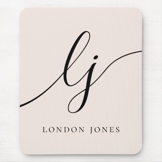 Monogram Script Calligraphy Elegant Feminine Mousepad (Vorne)