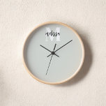 Monogram Script Calligraphy Sage Green Clock Uhr<br><div class="desc">Monogramm kombiniert mit Pinselkalligraphie.</div>