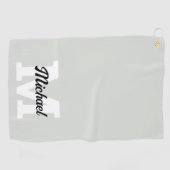 Monogram Script Calligraphy Sage Green Golfhandtuch (Horizontal)