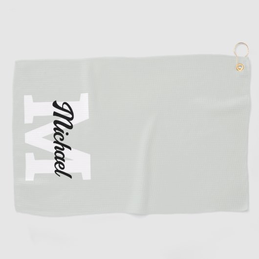 Monogram Script Calligraphy Sage Green Golfhandtuch (Horizontal)