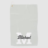 Monogram Script Calligraphy Sage Green Golfhandtuch (Vorderseite)