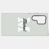 Monogram Script Calligraphy Sage Green Samsung Galaxy Hülle (Rückseite (Horizontal))