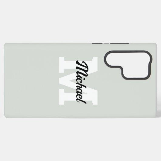 Monogram Script Calligraphy Sage Green Samsung Galaxy Hülle (Rückseite (Horizontal))