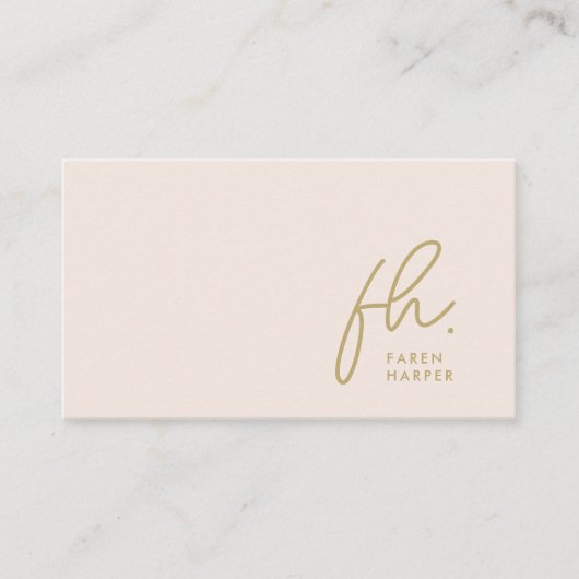 Monogram Script Chic Blush Pink Gold Einfach Visitenkarte (Vorderseite)