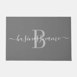 Monogram Script Custom Business Logo Grau Fußmatte