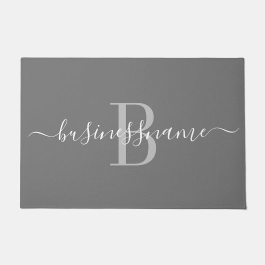 Monogram Script Custom Business Logo Grau Fußmatte (Vorderseite)