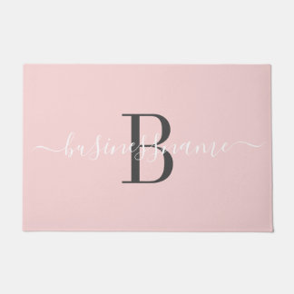 Monogram Script Custom Business Logo Pink Fußmatte