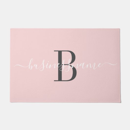 Monogram Script Custom Business Logo Pink Fußmatte (Vorderseite)