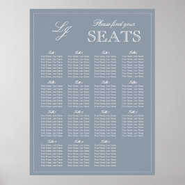 Monogram Script Dusty Blue Modern Wedding Sees Poster