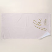 Monogram Script Einfach Chic Blush Gold Mit Monogr Strandtuch (Vorderseite)