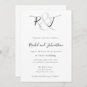 Monogram Script Einfache Einladung zum Hochzeitsfe (Vorne/Hinten)