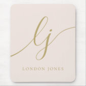 Monogram Script Elegane Feminine Blush Pink Gold Mousepad (Vorne)