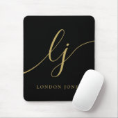 Monogram Script Eleganine Feminine Black Gold Cust Mousepad (Mit Mouse)