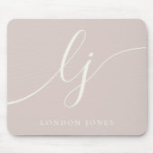 Monogram Script Elegant Dusty Rose Pink Feminine Mousepad (Vorne)