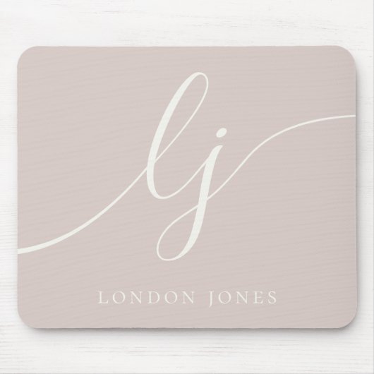 Monogram Script Elegant Dusty Rose Pink Feminine Mousepad (Vorne)