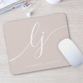Monogram Script Elegant Dusty Rose Pink Feminine Mousepad