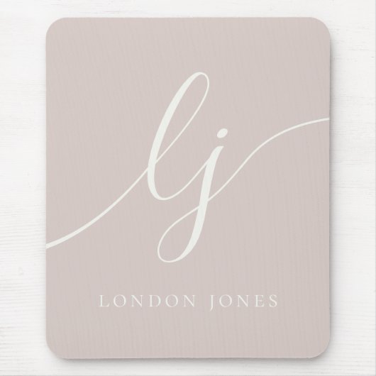 Monogram Script Elegant Feminine Dusty Rose Pink Mousepad (Vorne)