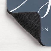 Monogram Script Elegant Feminine Navy Blue Mousepad (Ecke)