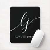 Monogram Script Elegant Feminine Schwarz-weiß Mousepad (Mit Mouse)