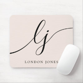 Monogram Script Elegant Girly Blush Pink Mousepad